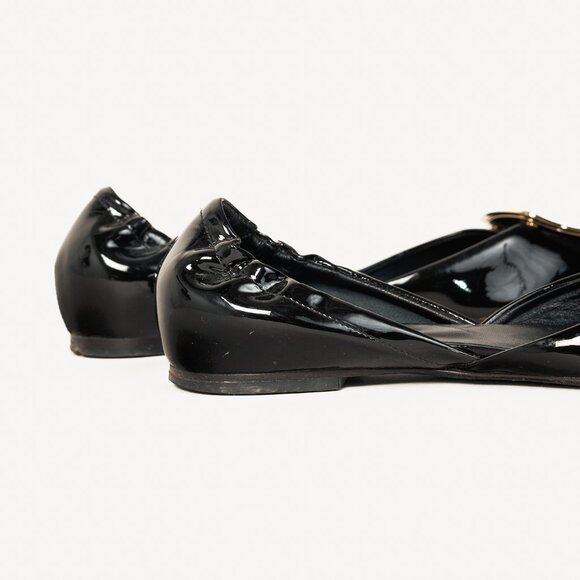 Roger Vivier Chips Black Patent Leather Buckle Scrunch Flats - Picture 9 of 10